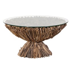 Round Coffee Table with Glass Top