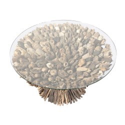 Round Coffee Table with Glass Top