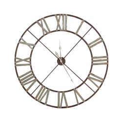 Aged Wrought Iron Roman Numeral Wall Clock
