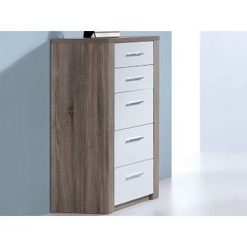 Commode Como Chêne Gris/Blanc 5 tir.