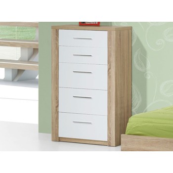 Commode Como Chêne Naturel/Blanc 5 tir.