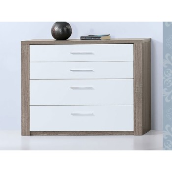 Commode Como Chêne Gris/Blanc 4 tir. 