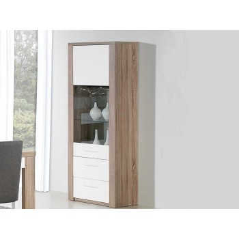 Vitrine Como Chêne Gris/Blanc
