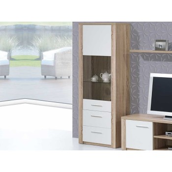 Vitrine Como Chêne Naturel/Blanc