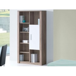 Como Grey Oak/White Bookcase with 1 Door