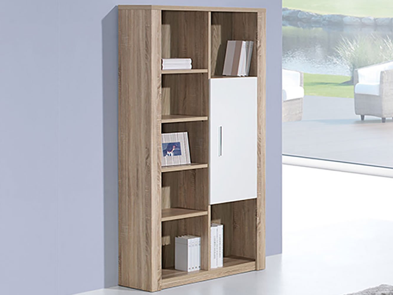 Como Natura Oak/White Bookcase with 1 Door