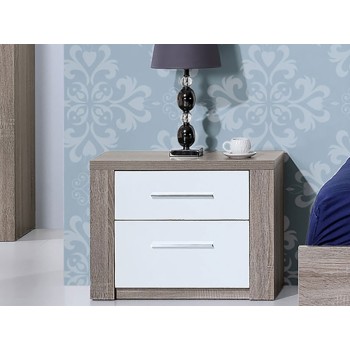 Table de Chevet Como Chêne Gris/Blanc