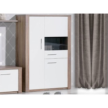 Meuble Bar Como Chêne Gris/Blanc