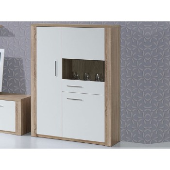 Meuble Bar Como Chêne Naturel/Blanc