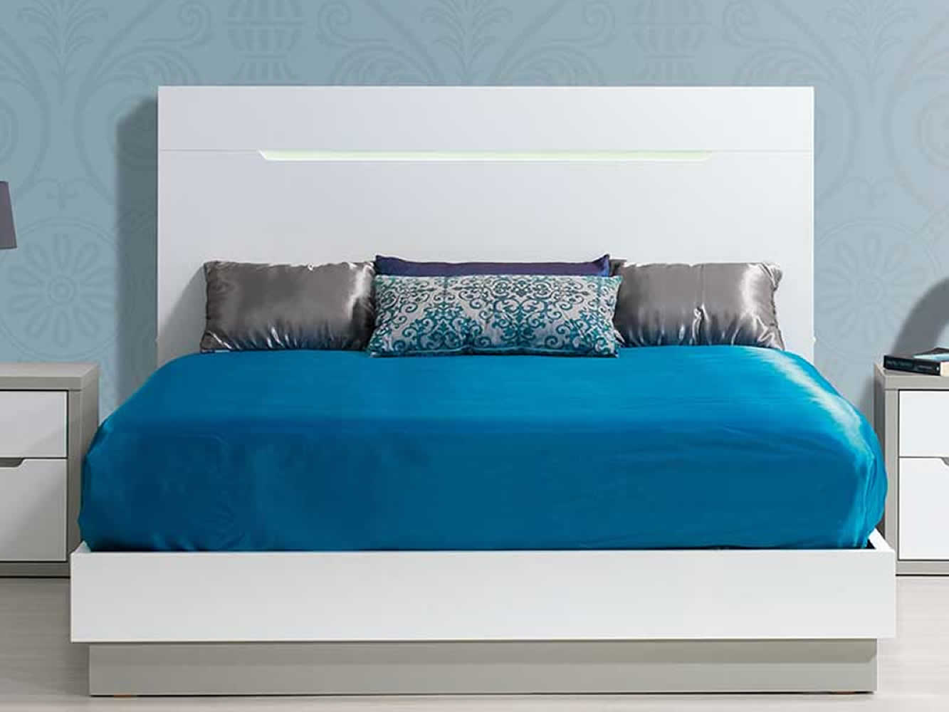 Cama King Venice Cinza/Branco