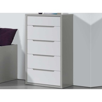 Commode Venice Gris/Blanc 5 tir. 
