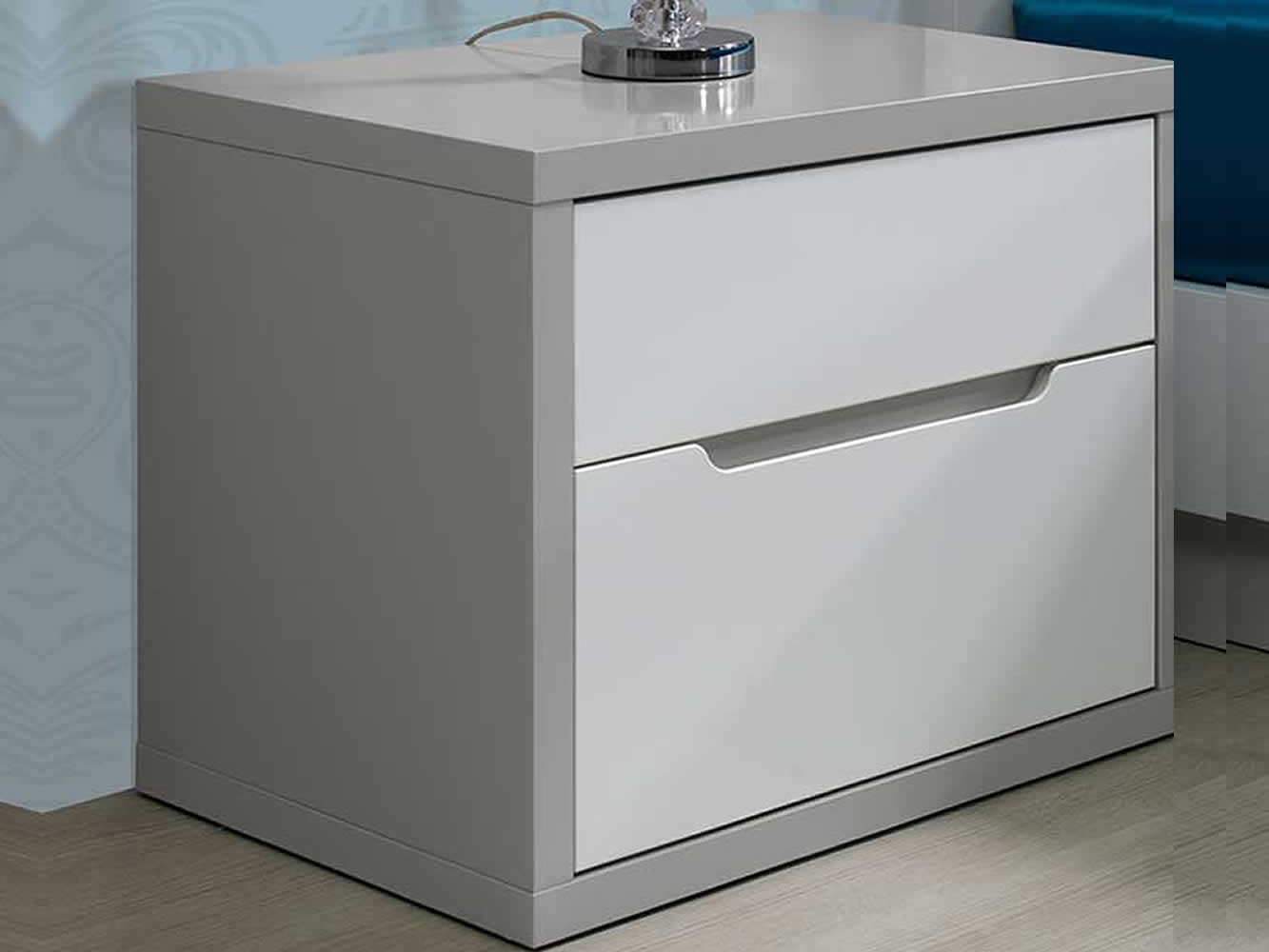 Venice Grey/White Bedside Table