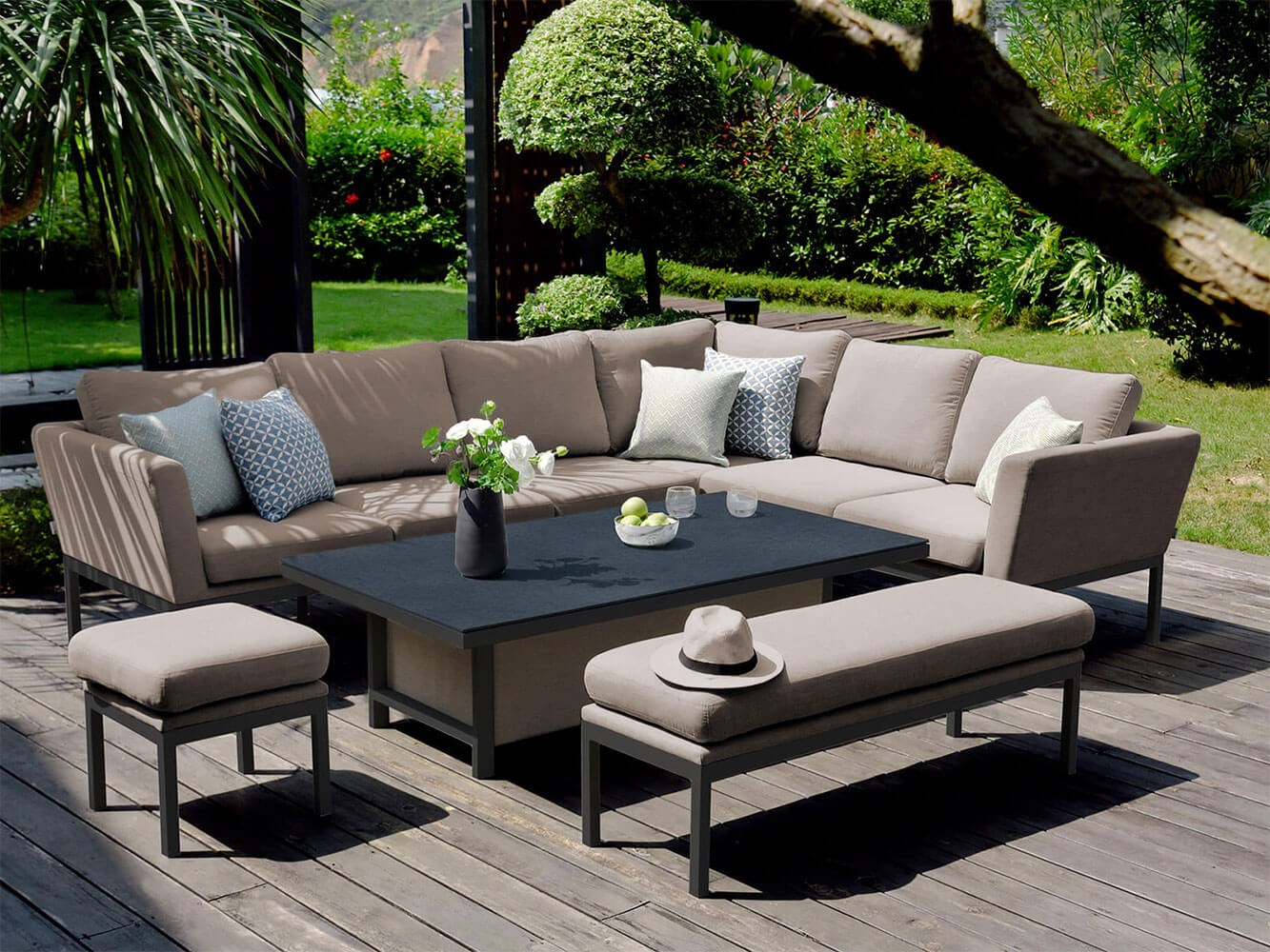 Conjunto de Jantar de Canto com Mesa Elevatória Argenta