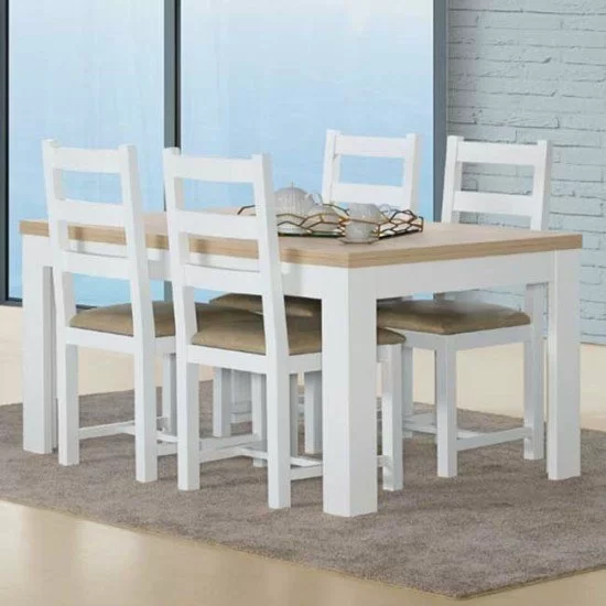 Florence Oak White Dining Table, Dining Room Table And Chairs Oak White