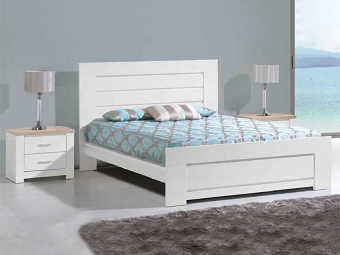 Florence Oak/White King Bedstead With Slats