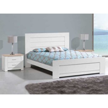 Cama de Casal Florence Carvalho/Branco com Estrado