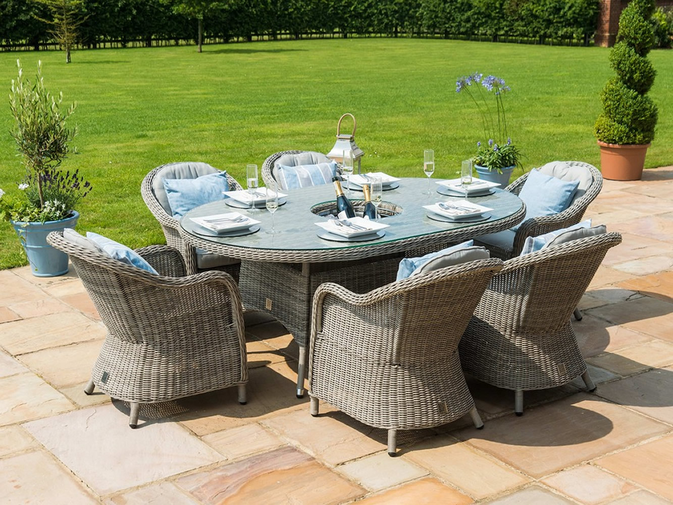 Cheshire 6 Seat Oval Dining Set with Ice Bucket