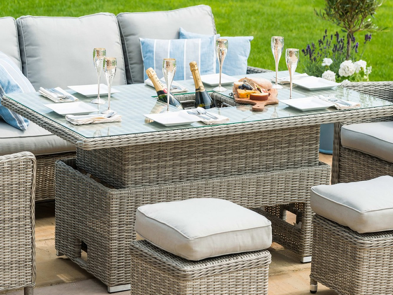 Cheshire Sofa Dining Set with Ice Bucket & Rising Table