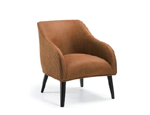 Lobby Armchair - Black Wood Rust Brown Fabric