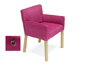 Pink Armchair w/ Oak Legs and Back Handle